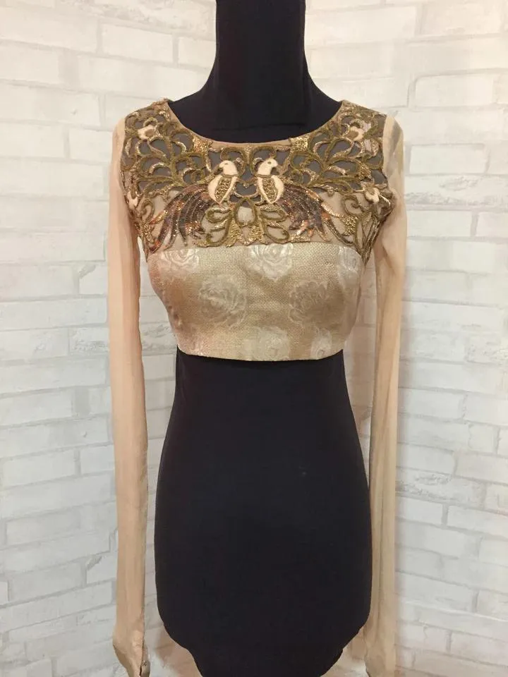 Beige Designer Blouse Design Front
