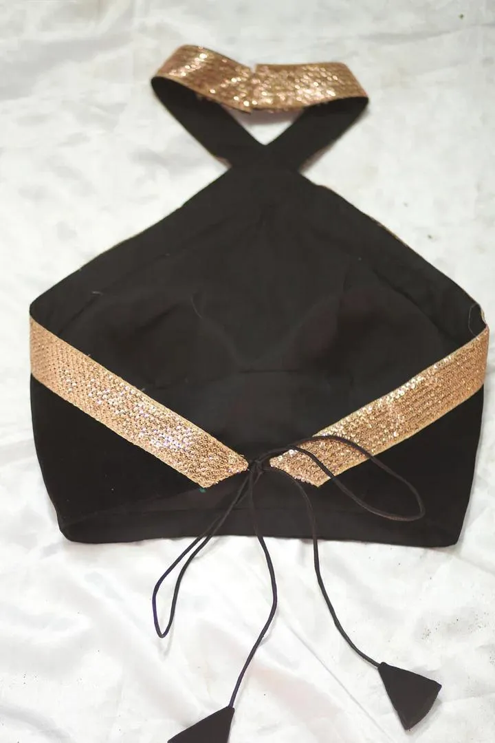 Black Halter Neck Blouse Design Back