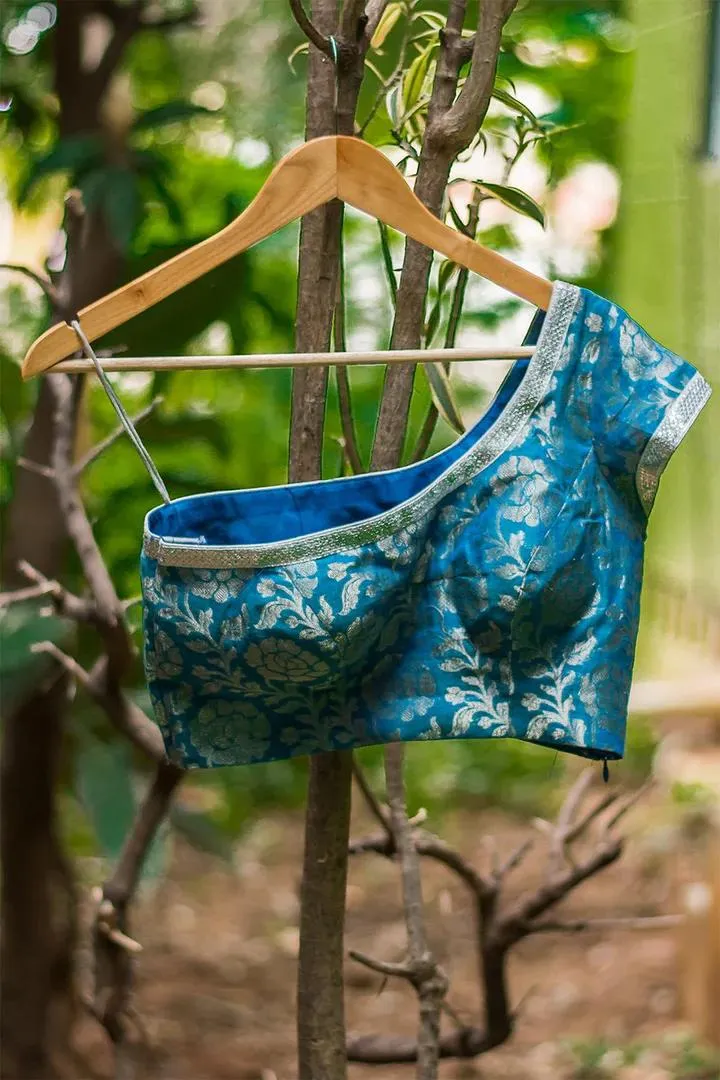 Blue One Shoulder Blouse Design Front