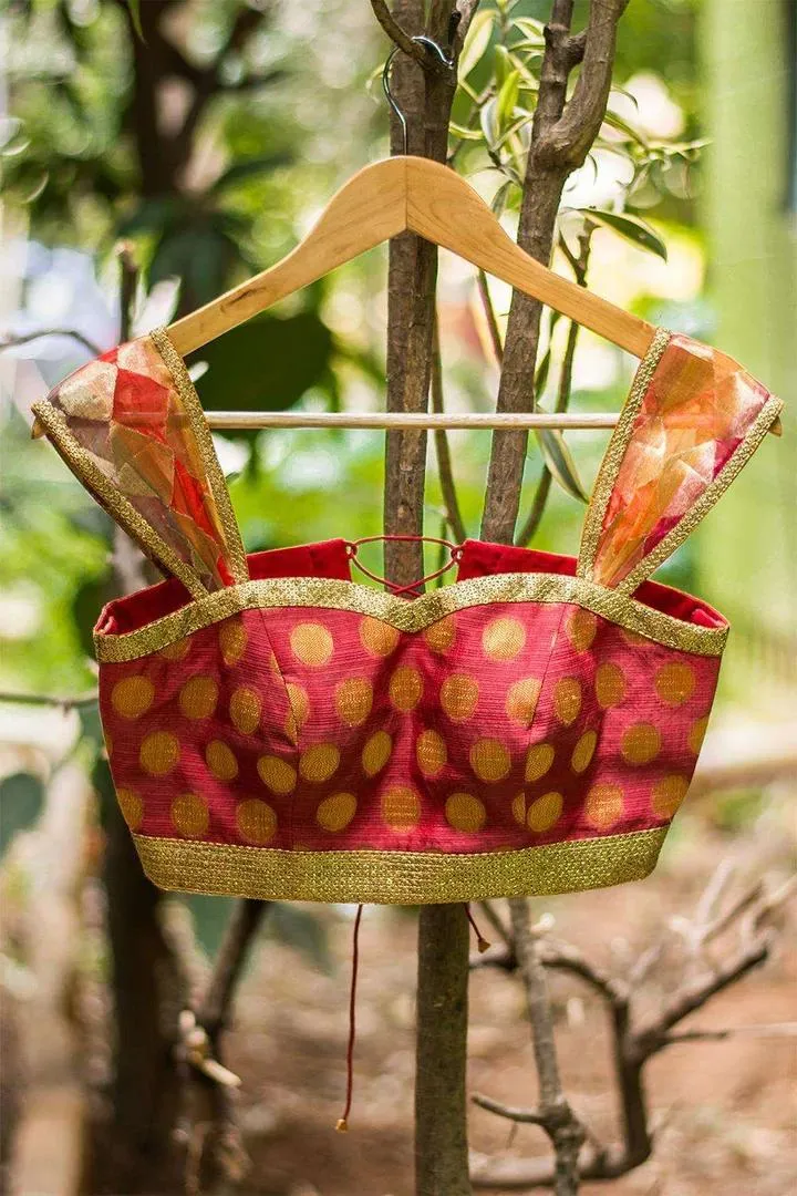 Orange Strap Blouse Design Front