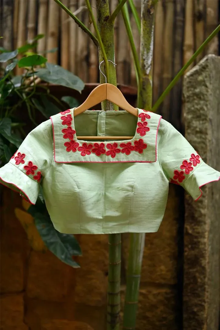 Pista Green Square Neck Blouse Design Front