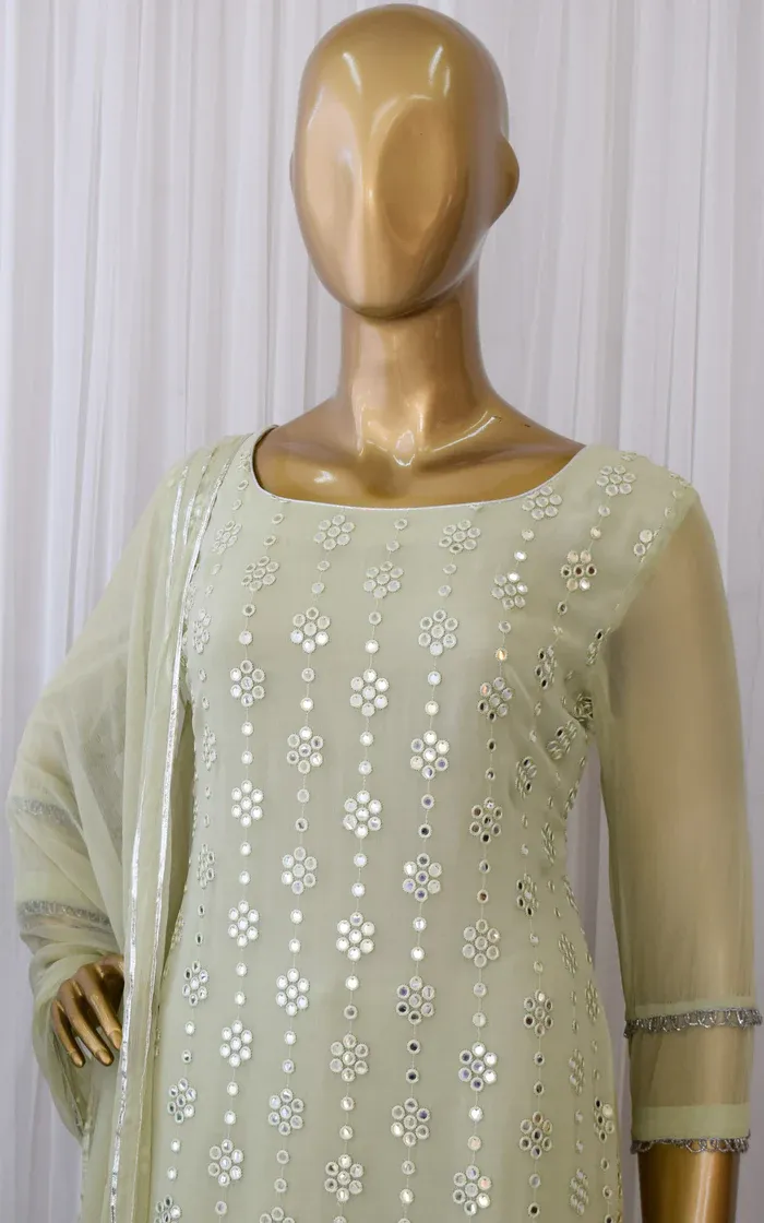 Pistachio Green Mirrorwork Kurta & Pant (2)