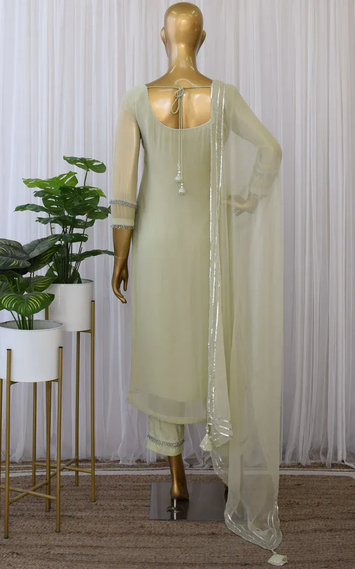 Pistachio Green Mirrorwork Kurta & Pant (3)