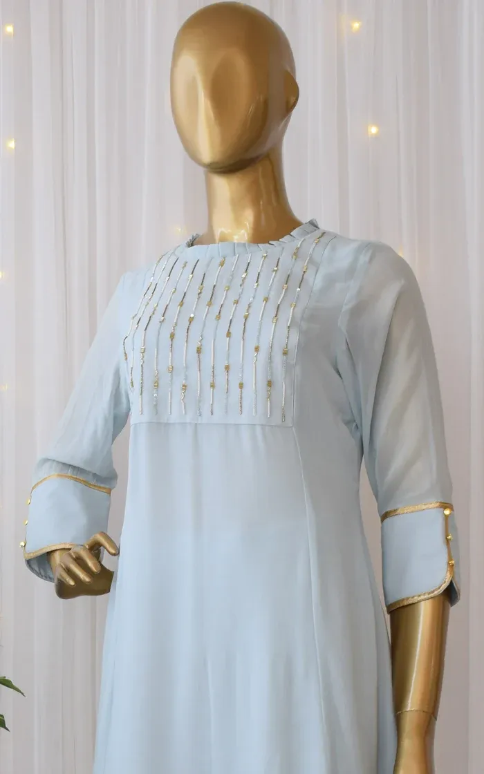 Powder Blue Handwork Tunic and Pant Set 2