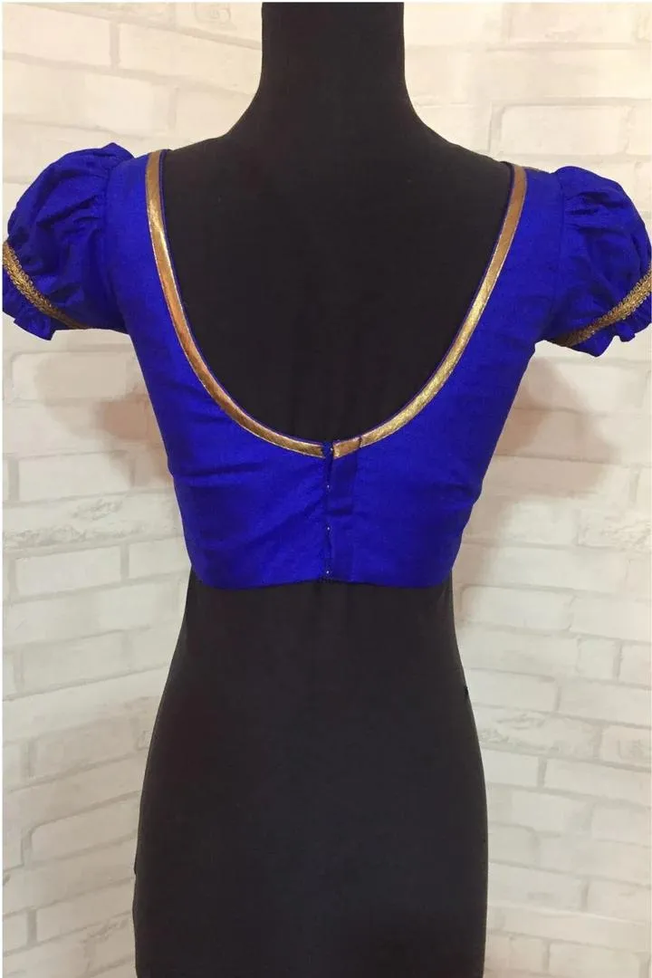 Royal Blue Embroidered Blouse Design Back