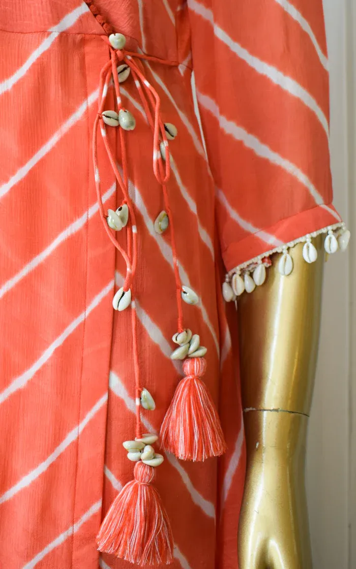 Tomato Red Leheriya Anarkali Kurta & Pant (3)