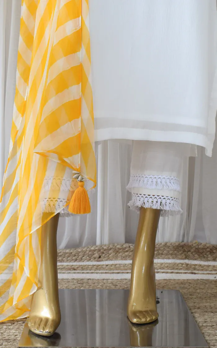 White Mirrorwork Kurta With Pants (4)